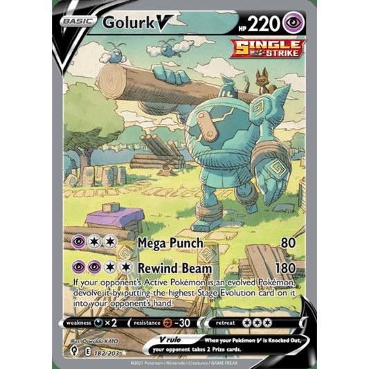 Golurk V Full Art 182/203 Pokemon Card Game Evolving Skies