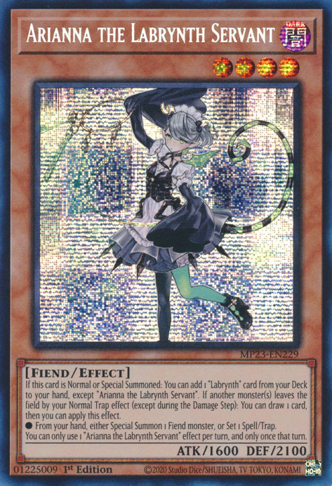 Arianna the Labrynth Servant MP23-EN229 Prismatic Prismatic Secret Rare Yu-Gi-Oh 25th Anniversary Tin: Dueling Heroes Mega Pack in Art