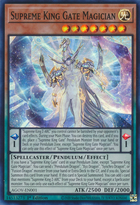 Supreme King Gate Magician AGOV-EN001 Super Super Rare Yu-Gi-Oh Age of Overlord in Art