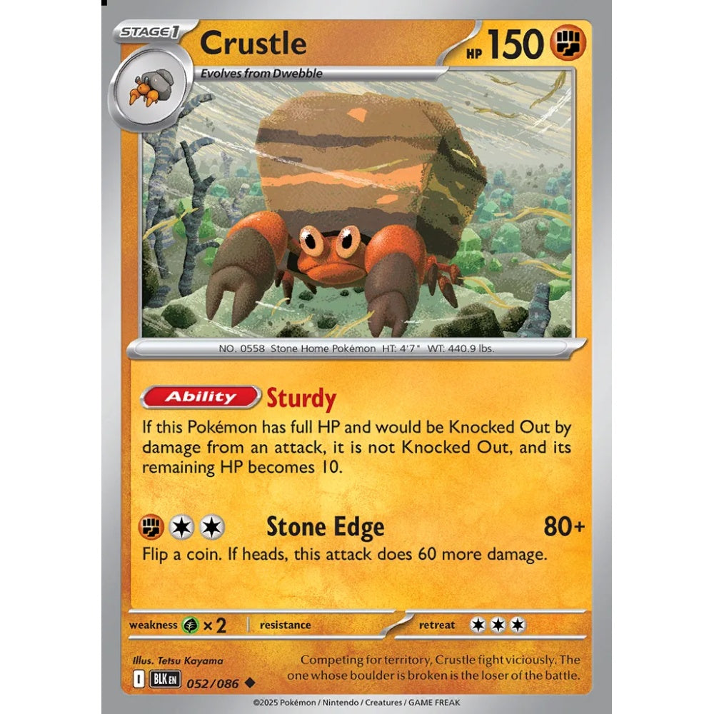 Crustle Uncommon 052/086 Pokemon Card Game Black Bolt