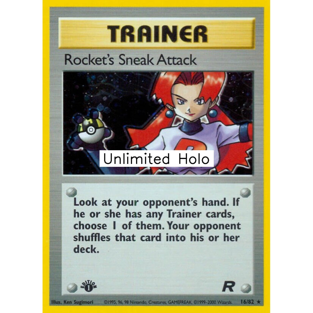 Rocket's Sneak Attack Rare Holo 16/82 Pokemon Card Game Team Rocket