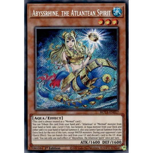 Abyssrhine, the Atlantean Spirit ROTA-EN017 Secret Secret Rare Yu-Gi-Oh Rage of the Abyss in Art