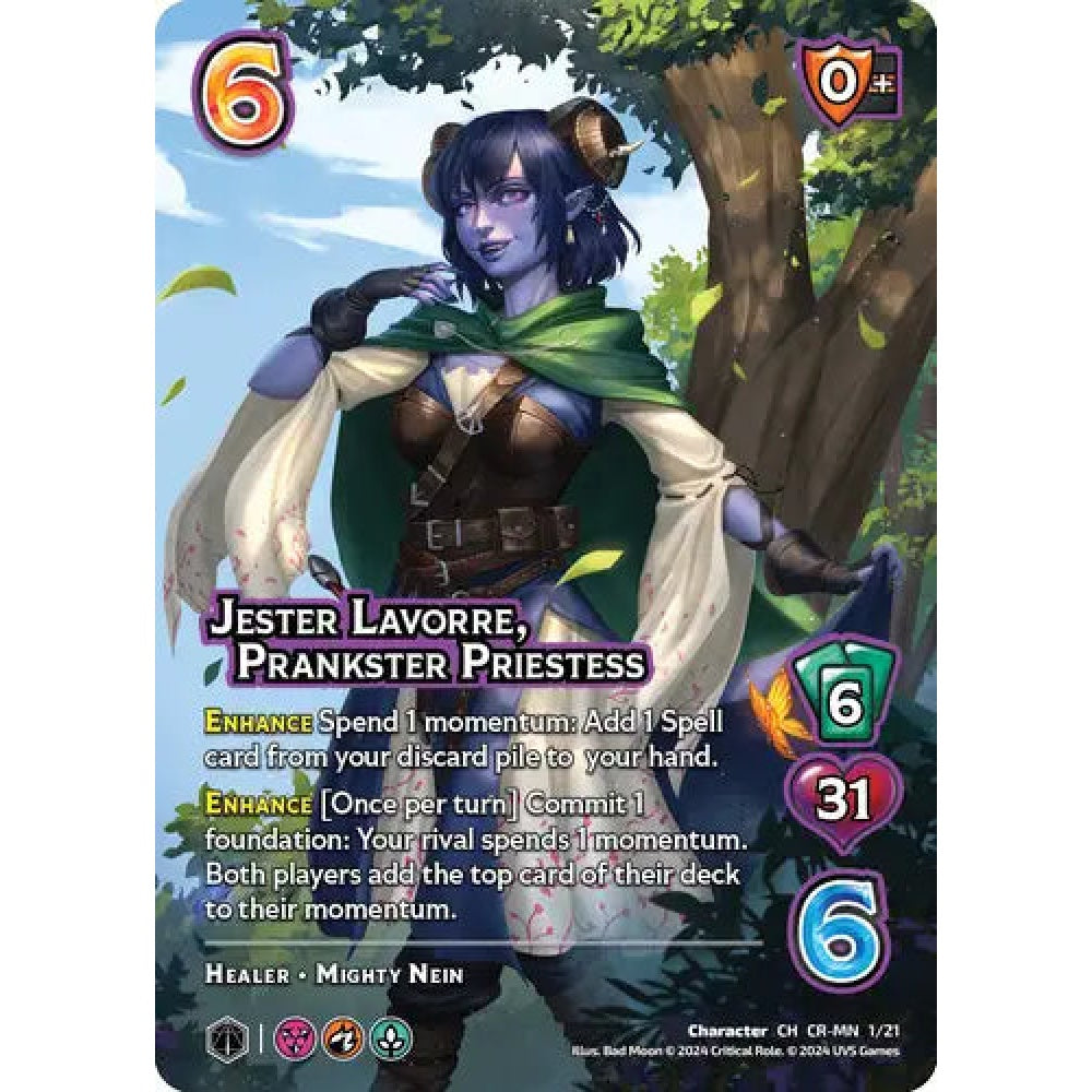 Jester Lavorre, Prankster Priestess, 1/21, CH, UniVersus, Critical Role Vox Machina & Mighty Nein