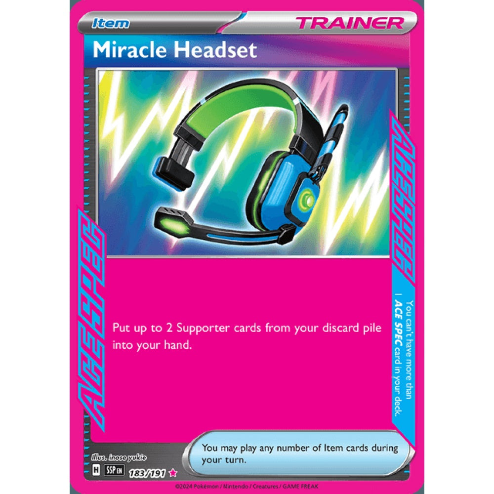 Miracle Headset ACE 183/191 Pokemon Card Game Surging Sparks