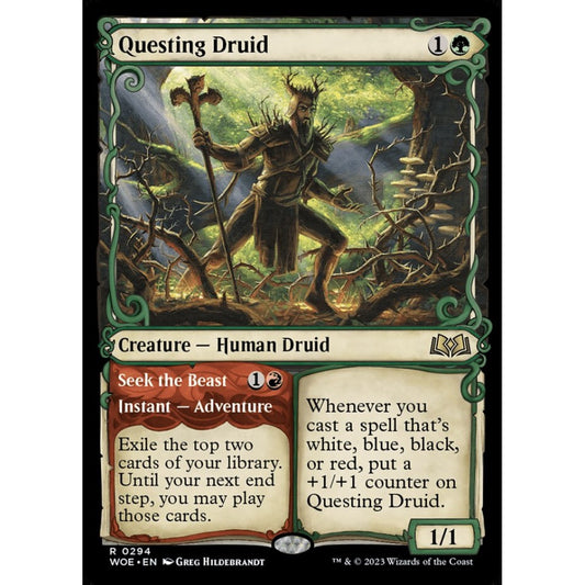 Questing Druid // Seek the Beast, rare, 294, Magic the Gathering, Wilds of Eldraine