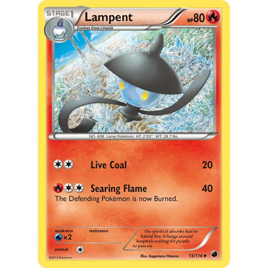 Lampent Uncommon 15/116 Pokemon Card Game Plasma Freeze