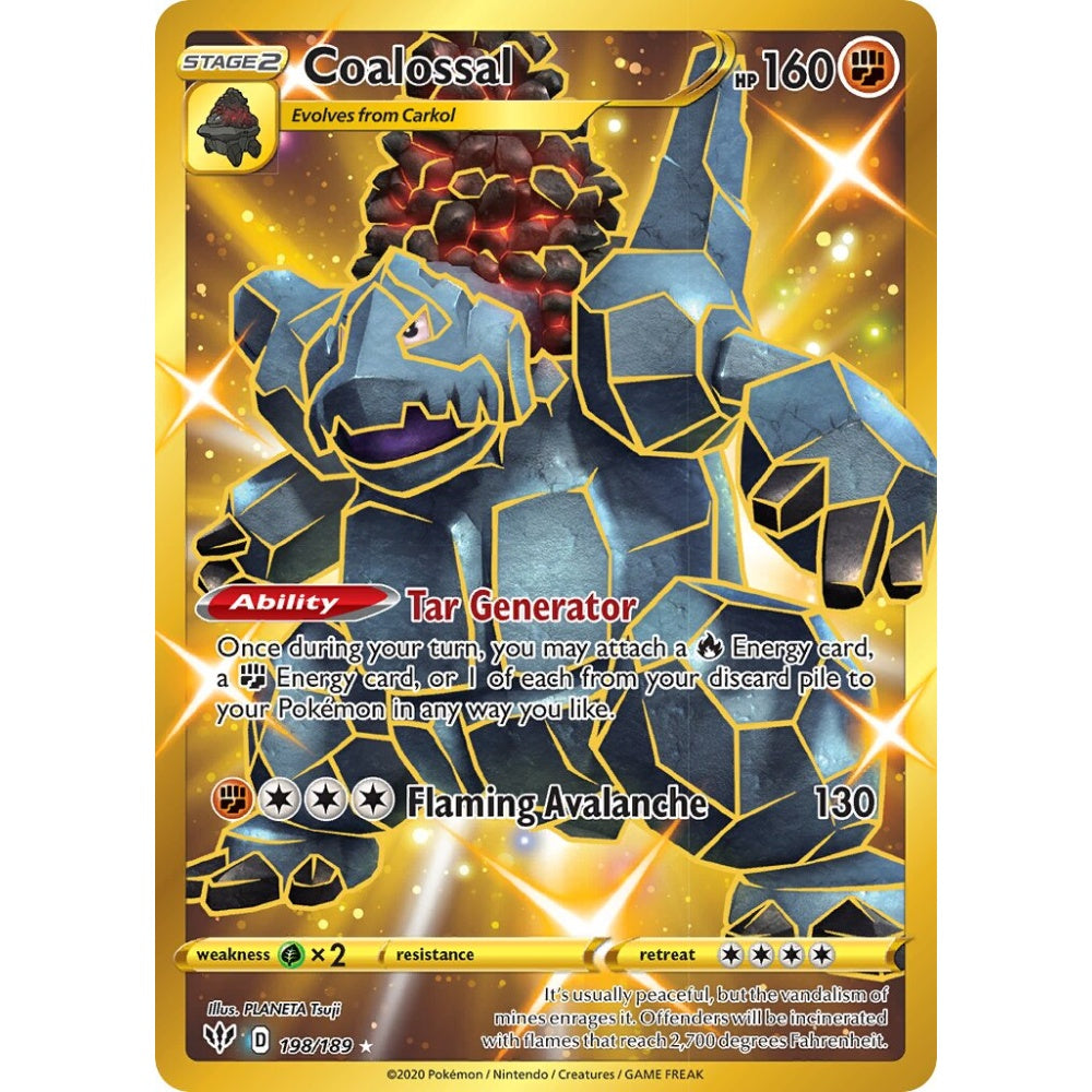 Coalossal Rare Secret 198/189 Pokemon Card Game Darkness Ablaze