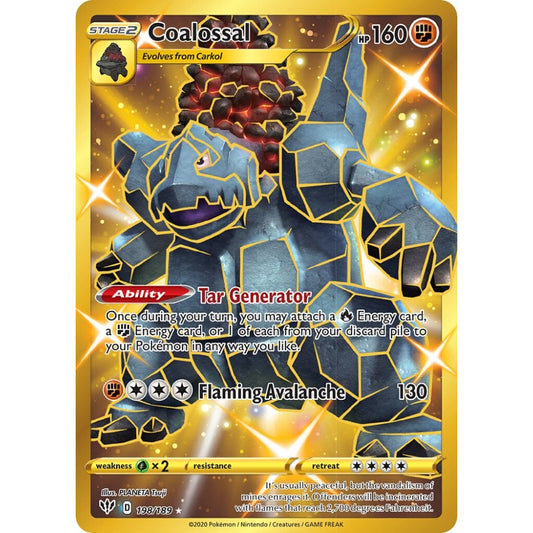 Coalossal Rare Secret 198/189 Pokemon Card Game Darkness Ablaze