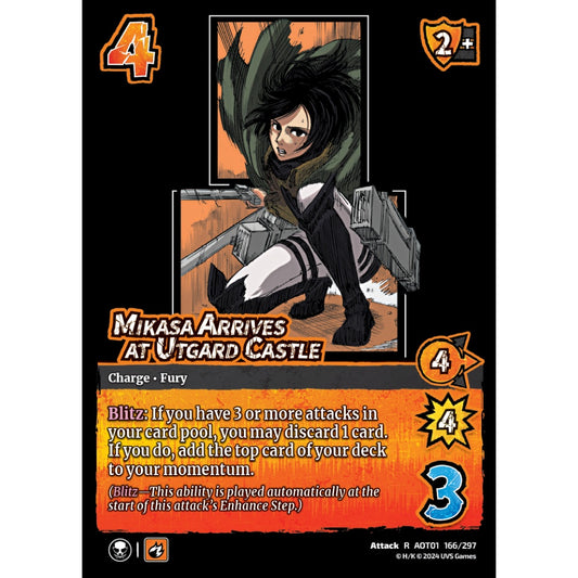 Mikasa Arrives at Utgard Castle, 166/297, R, UniVersus, Attack on Titan: Battle for Humanity