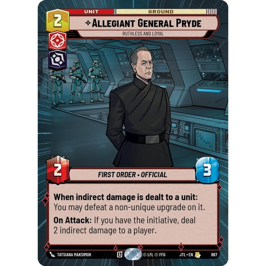 Allegiant General Pryde, R, JTL 867) Hyperspace Foil, Star Wars Unlimited