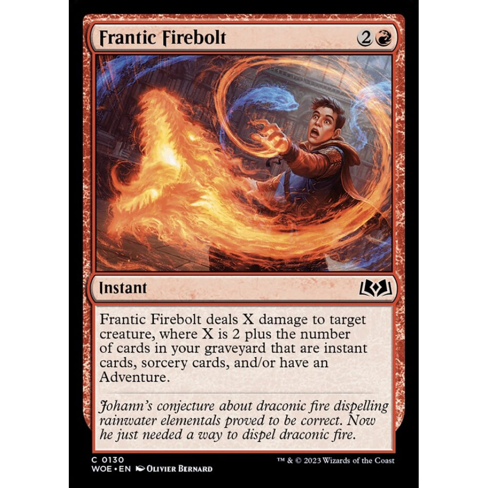 Frantic Firebolt, common, 130, Magic the Gathering, Wilds of Eldraine