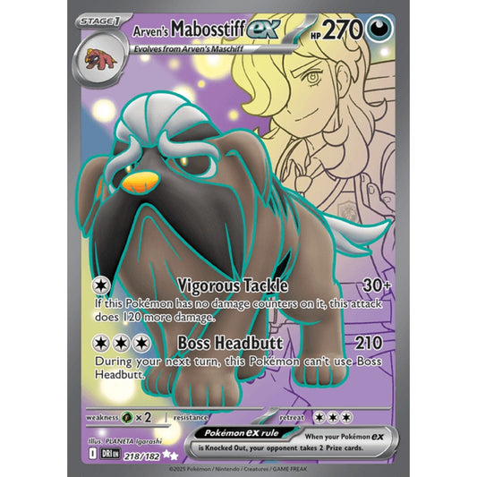 Arven's Mabosstiff ex Full Art 218/182 Pokemon Card Game Destined Rivals