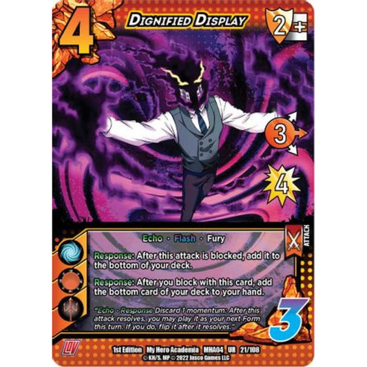 Dignified Display, 021/108, UR, UniVersus, MHA04 League of Villains