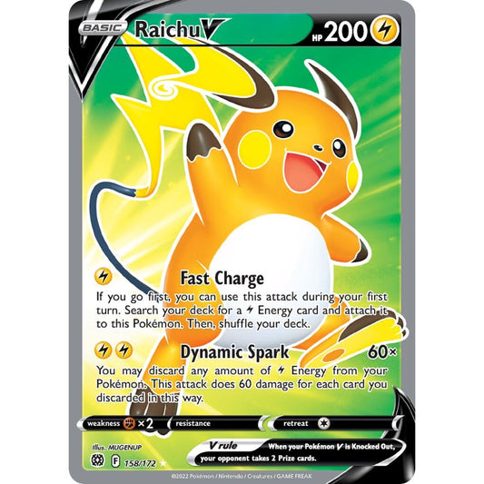 Raichu V Rare Ultra 158/172 Pokemon Card Game Brilliant Stars