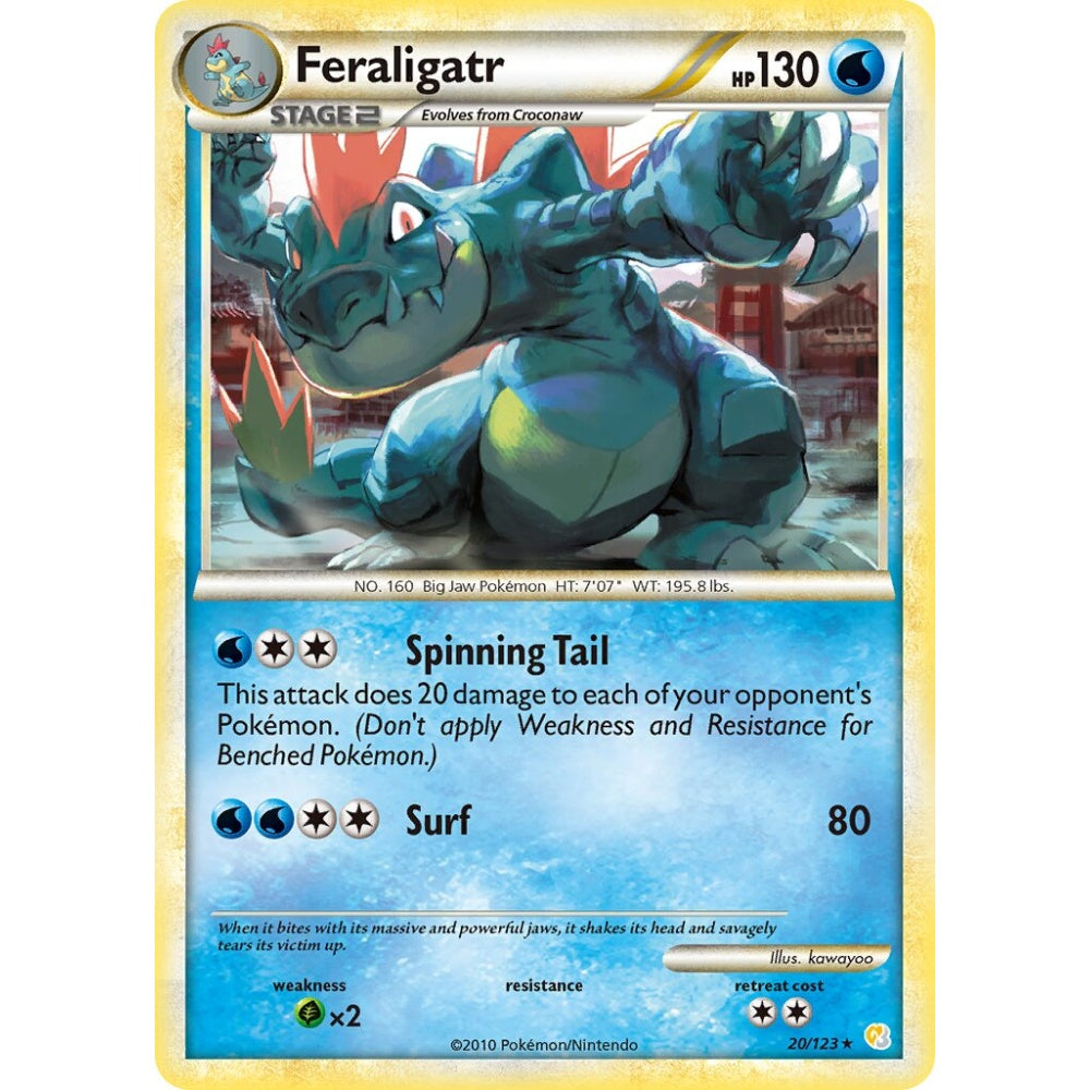Feraligatr Rare 20/123 Pokemon Card Game HeartGold & SoulSilver