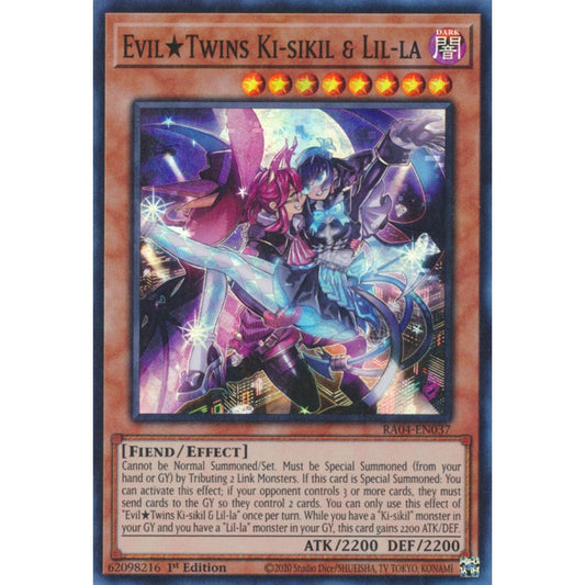 Evil★Twins Ki-sikil & Lil-la RA04-EN037 Ultra Ultra Rare Yu-Gi-Oh Quarter Century Stampede in Art