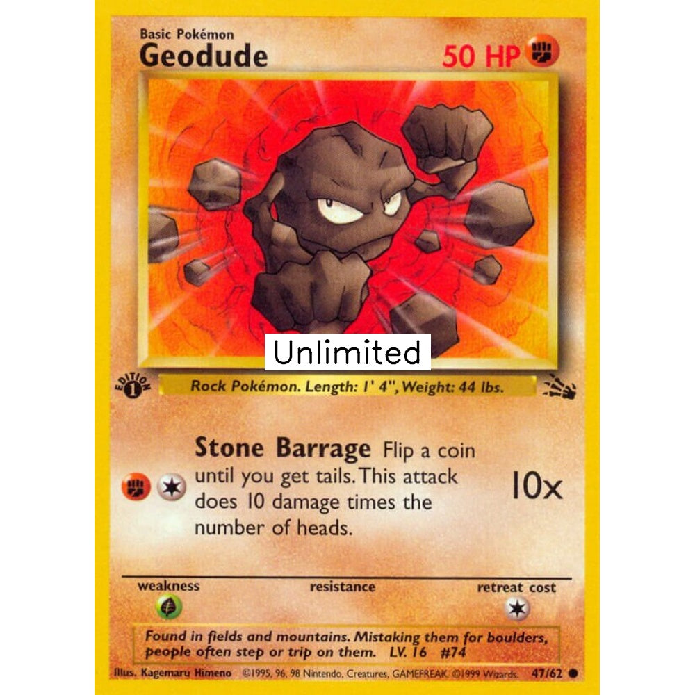 Geodude Common 47/62 Pokemon Card Game Fossil