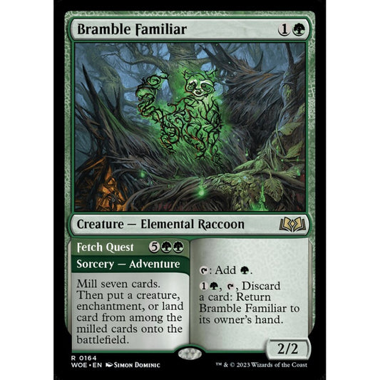 Bramble Familiar // Fetch Quest, rare, 164, Magic the Gathering, Wilds of Eldraine
