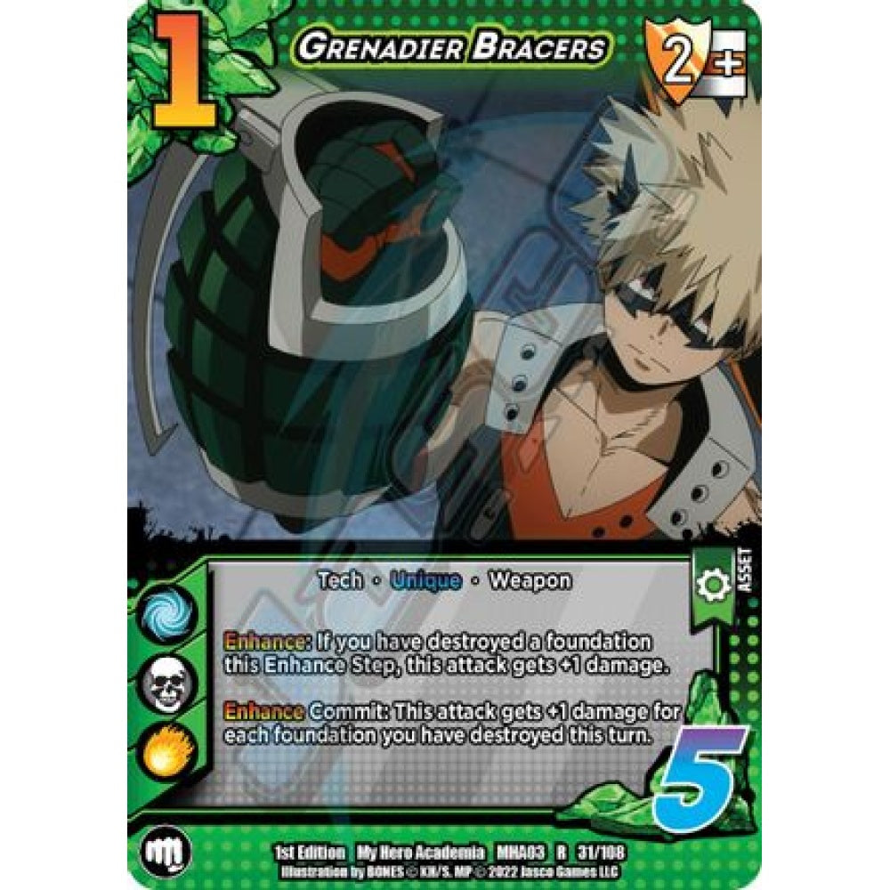 Grenadier Bracers, 31/108, R, UniVersus, MHA03 Heroes Clash