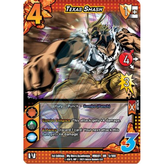 Texas Smash, 5/180, UR, UniVersus, MHA01 My Hero Academia