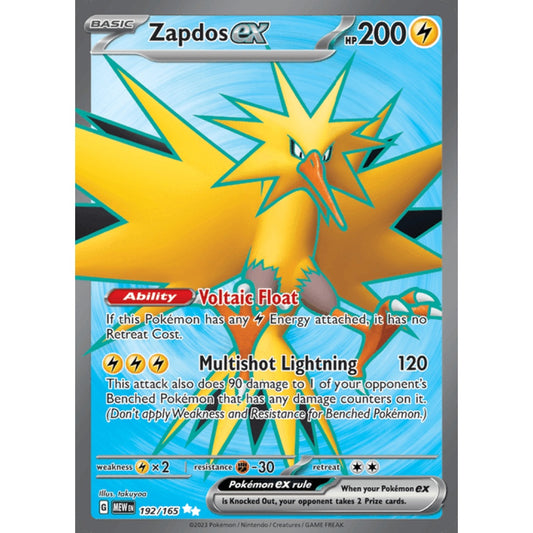 Zapdos ex Full Art 192/165 Pokemon Card Game Pokémon 151