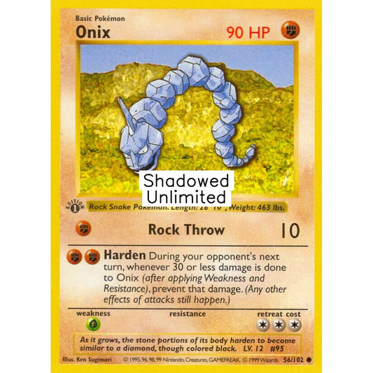 Onix Common 56/102 Pokemon Card Game Base Set