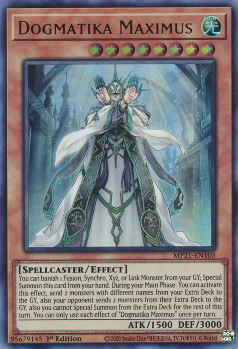 Dogmatika Maximus MP21-EN105 Ultra Ultra Rare Yu-Gi-Oh 2021 Tin of Ancient Battles in Art