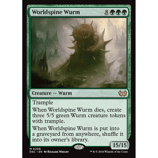 Worldspine Wurm, 206, mythic, Magic: The Gathering, Duskmourn: House of Horror