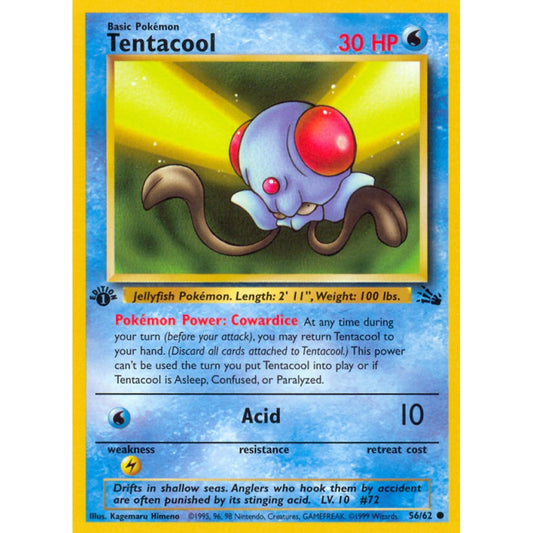Tentacool Common 56/62 Pokemon Card Game Fossil