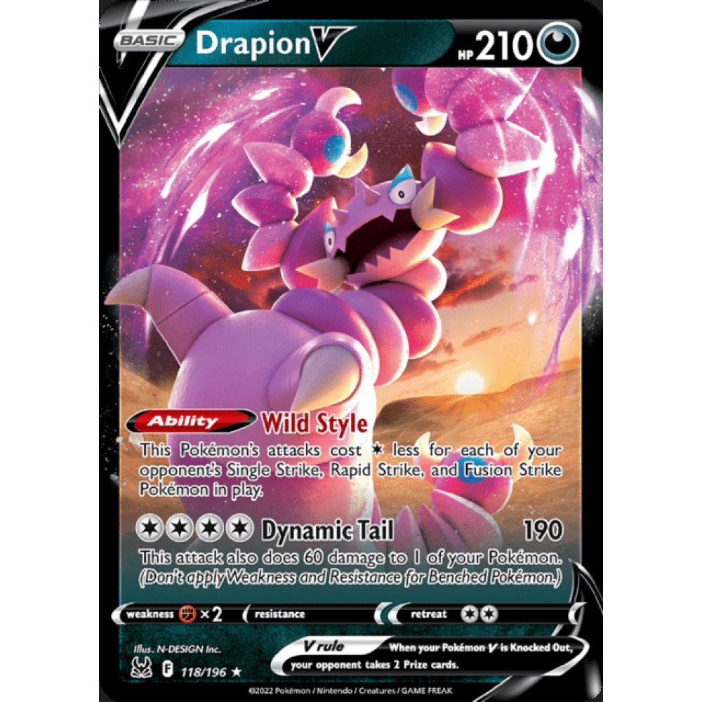 Drapion V Double Rare 118/196 Pokemon Card Game Lost Origins