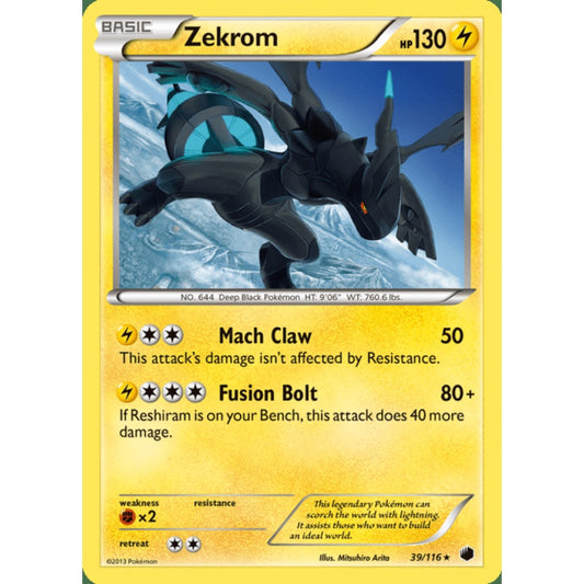 Zekrom Holo Rare 39/116 Pokemon Card Game Plasma Freeze
