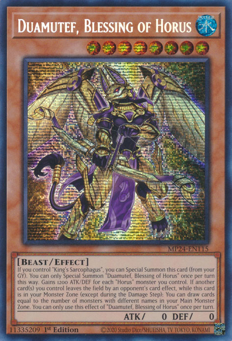 Duamutef, Blessing of Horus AGOV-EN012 Secret Secret Rare Yu-Gi-Oh Age of Overlord in Art