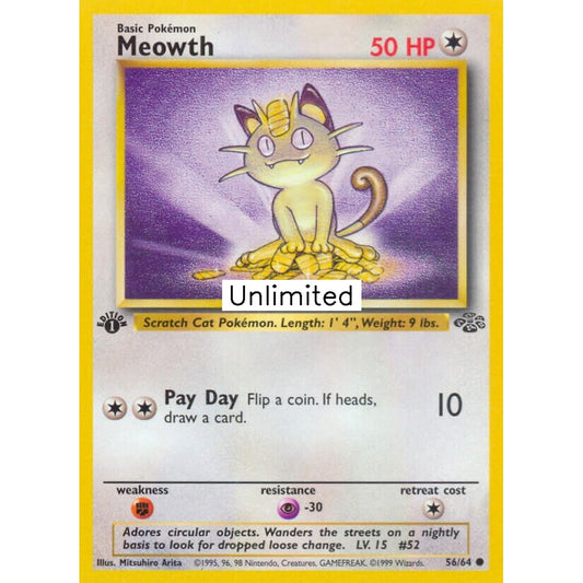 Meowth Common 56/64 Pokemon Card Game Jungle