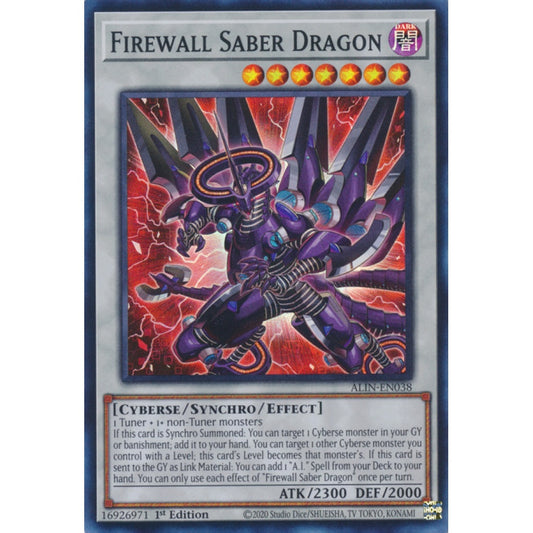 Firewall Saber Dragon ALIN-EN038 Super Super Rare Yu-Gi-Oh Alliance Insight in Art