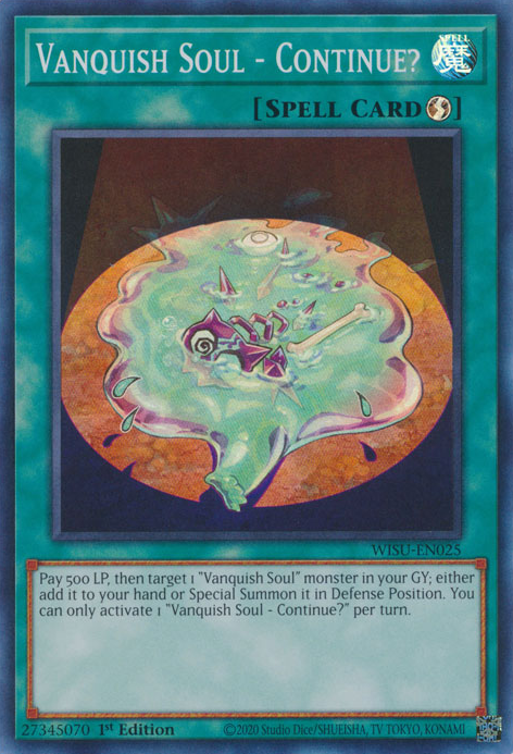 Vanquish Soul - Continue? WISU-EN025 Super Super Rare Yu-Gi-Oh Wild Survivors in Art