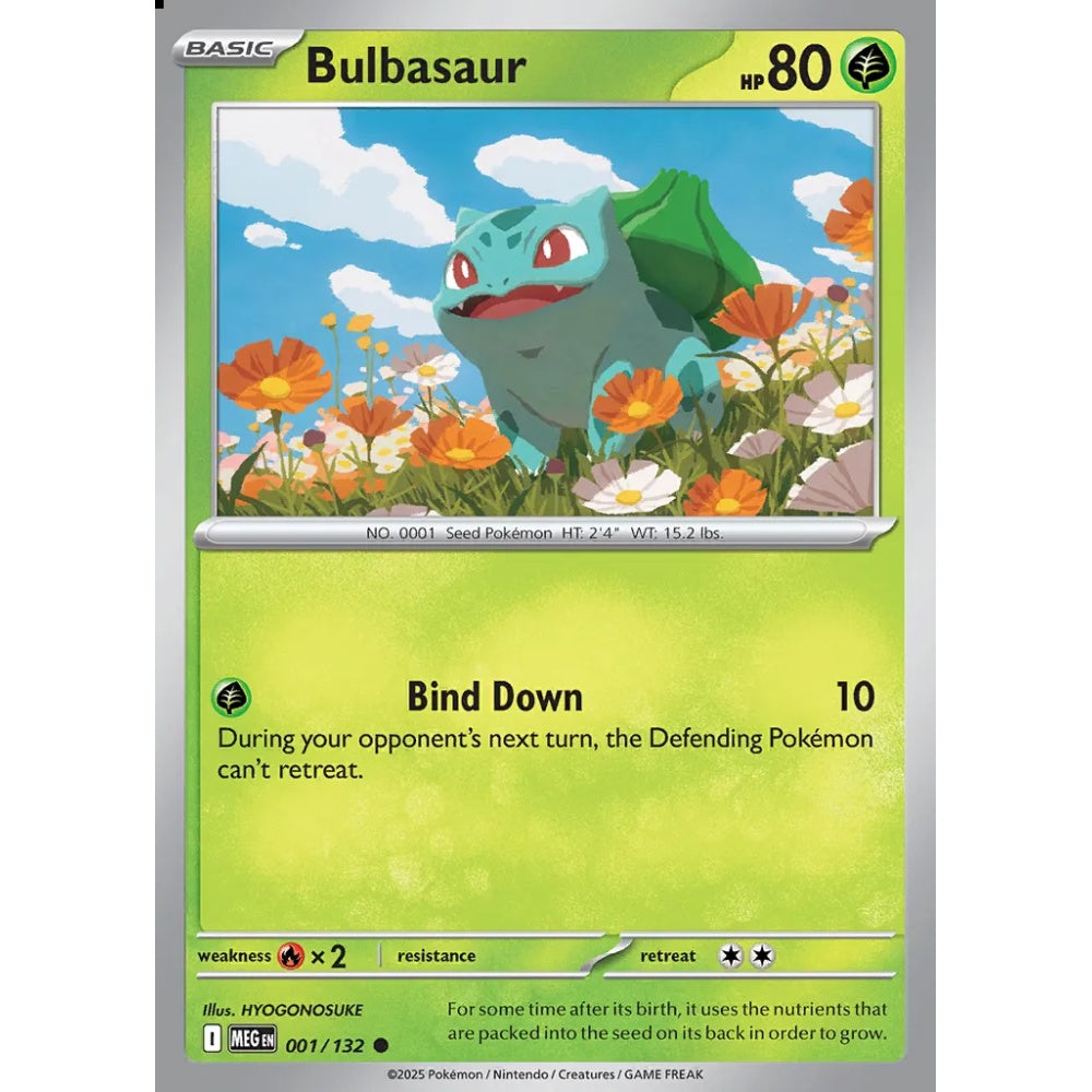 Bulbasaur Common 001/132 Pokemon Card Game Mega Evolution