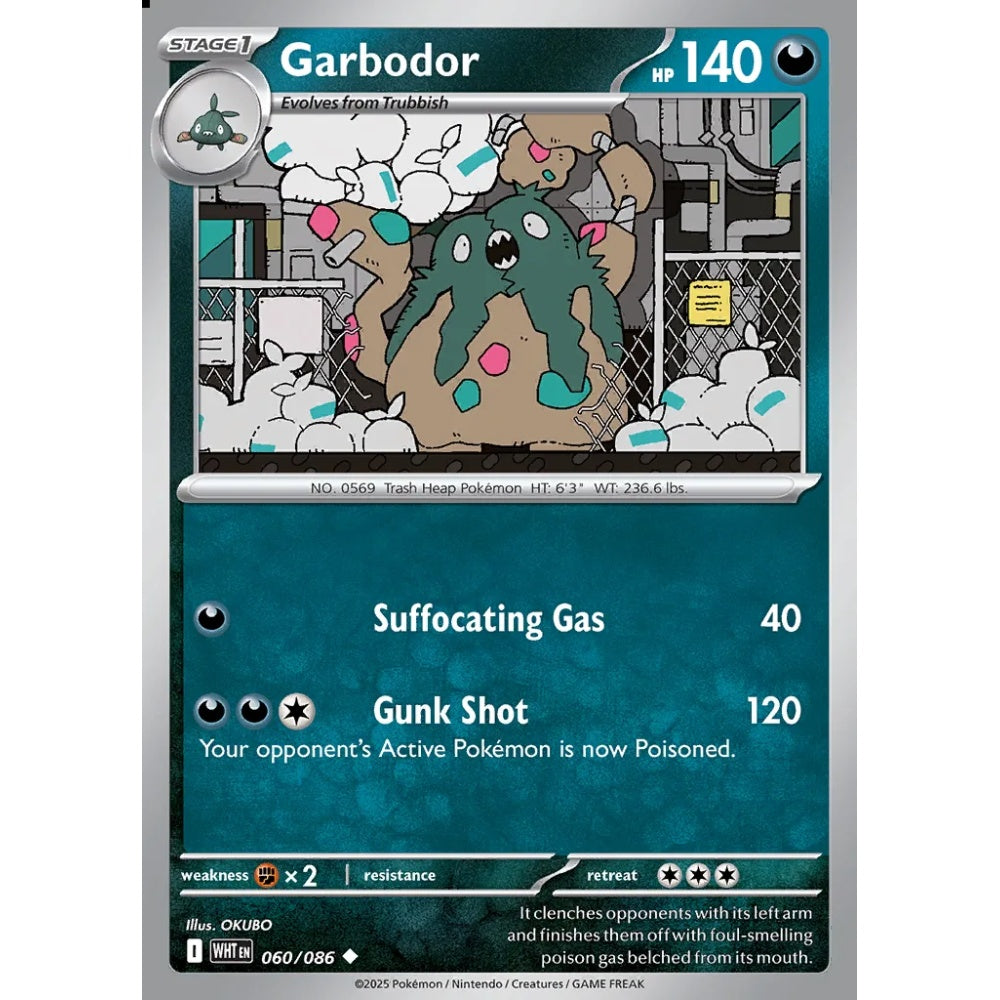 Garbodor Uncommon 060/086 Pokemon Card Game White Flare