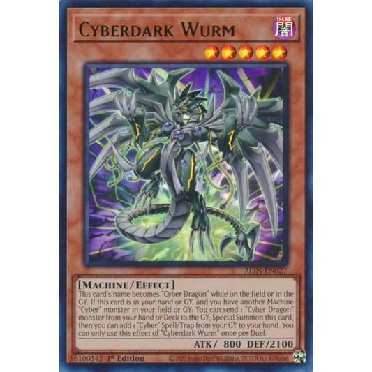Cyberdark Wurm ALIN-EN027 QCR Quarter Century Secret Rare Yu-Gi-Oh Alliance Insight in Art