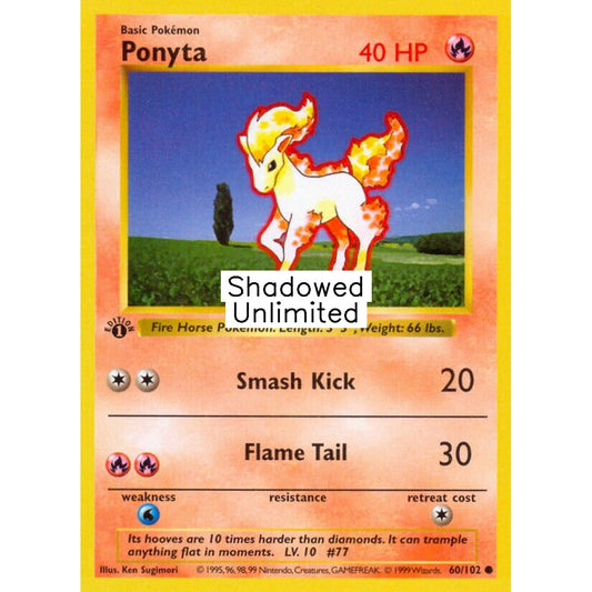 Ponyta Common 60/102 Pokemon Card Game Base Set