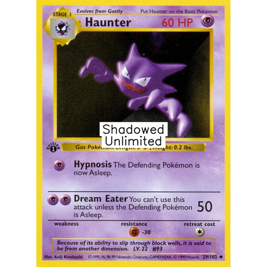 Haunter Uncommon 29/102 Pokemon Card Game Base Set