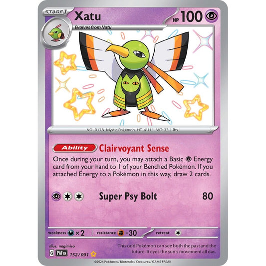 Xatu Shiny Rare 152/091 Pokemon Card Game Paldean Fates