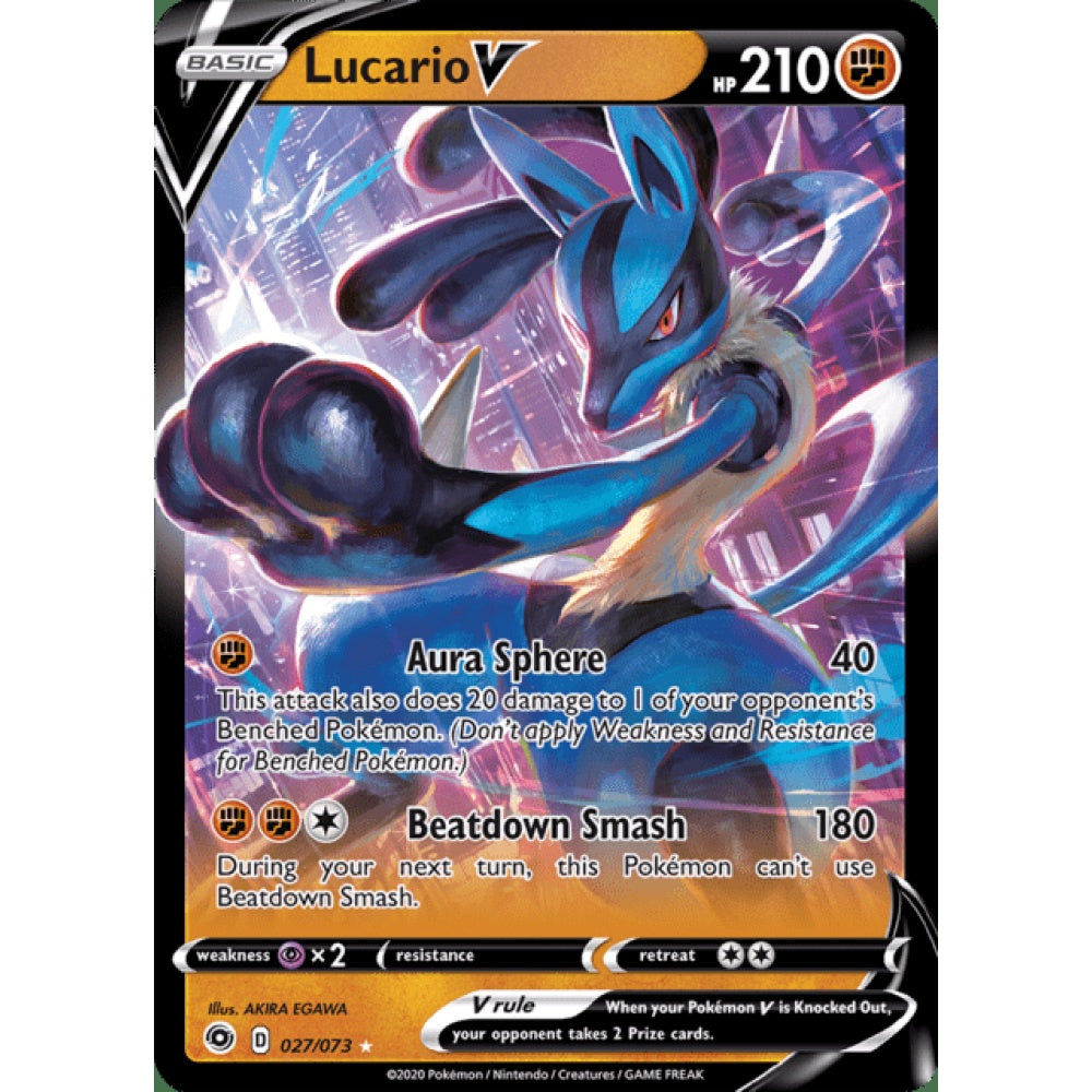 Lucario V Double Rare 027/073 Pokemon Card Game Champion's Path