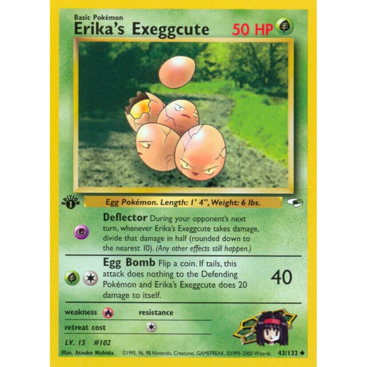 Erika's Exeggcute Uncommon 43/132 Pokemon Card Game Gym Heroes