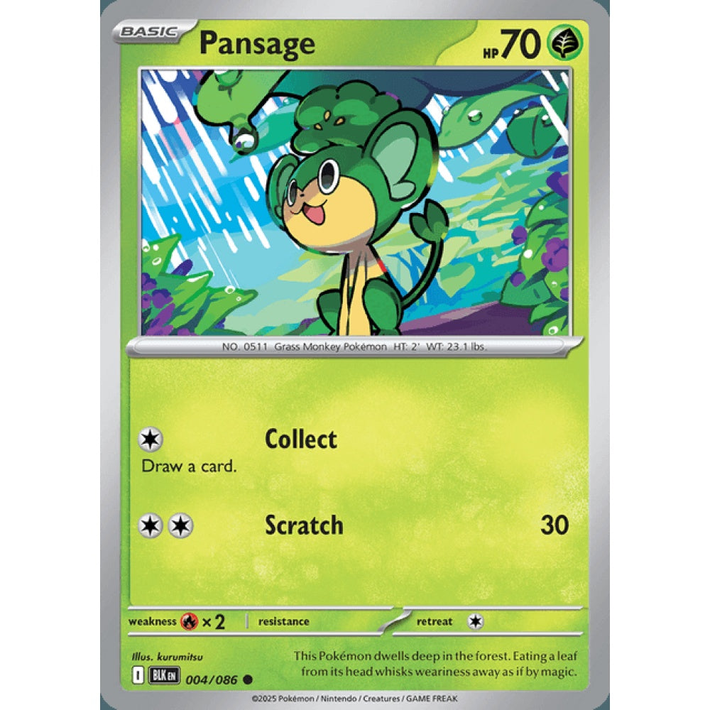 Pansage Common 4/086 Pokemon Card Game Black Bolt