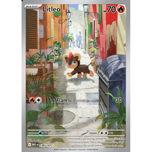 Litleo Illustration Rare 139/132 Pokemon Card Game Mega Evolution Spanish