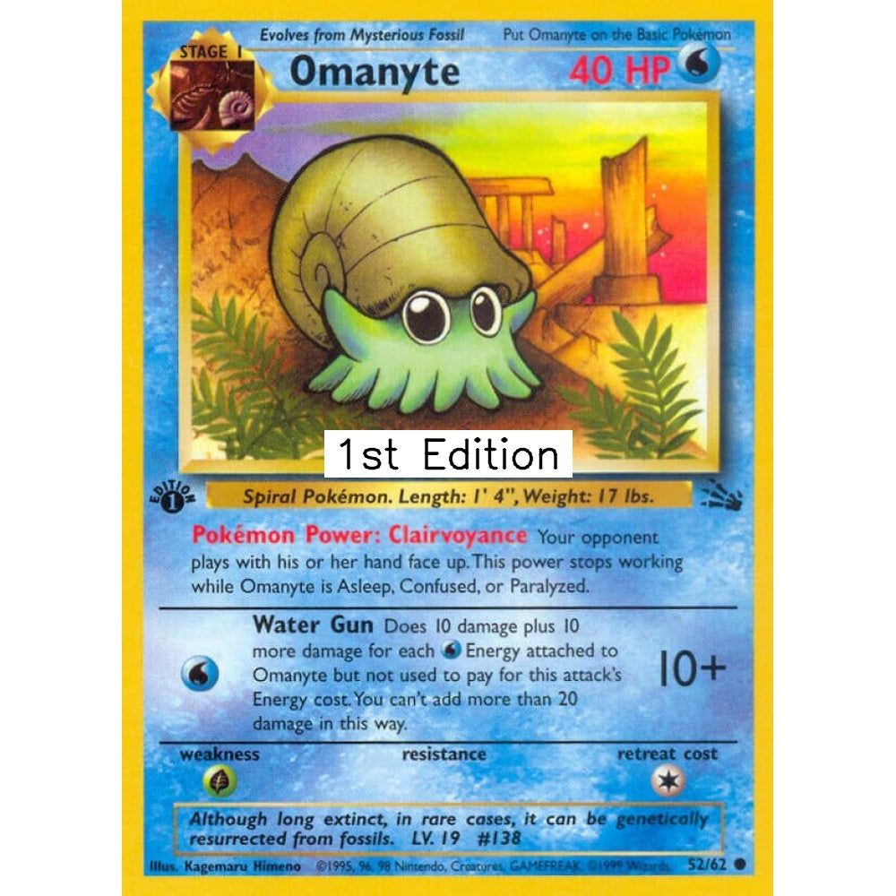 Omanyte Common 52/62 Pokemon Card Game Fossil