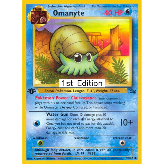 Omanyte Common 52/62 Pokemon Card Game Fossil