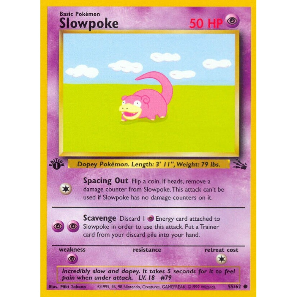 Slowpoke Common 55/62 Pokemon Card Game Fossil