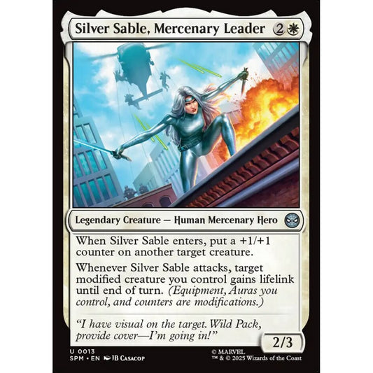 Silver Sable, Mercenary Leader uncommon 13 Magic the Gathering Marvel's Spider-Man