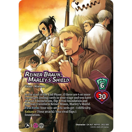 Reiner Braun, Marley's Shield // Armored Titan, Finale 203/189 AOT03 Universus Attack on Titan: Apocalypse Character CH-ALT